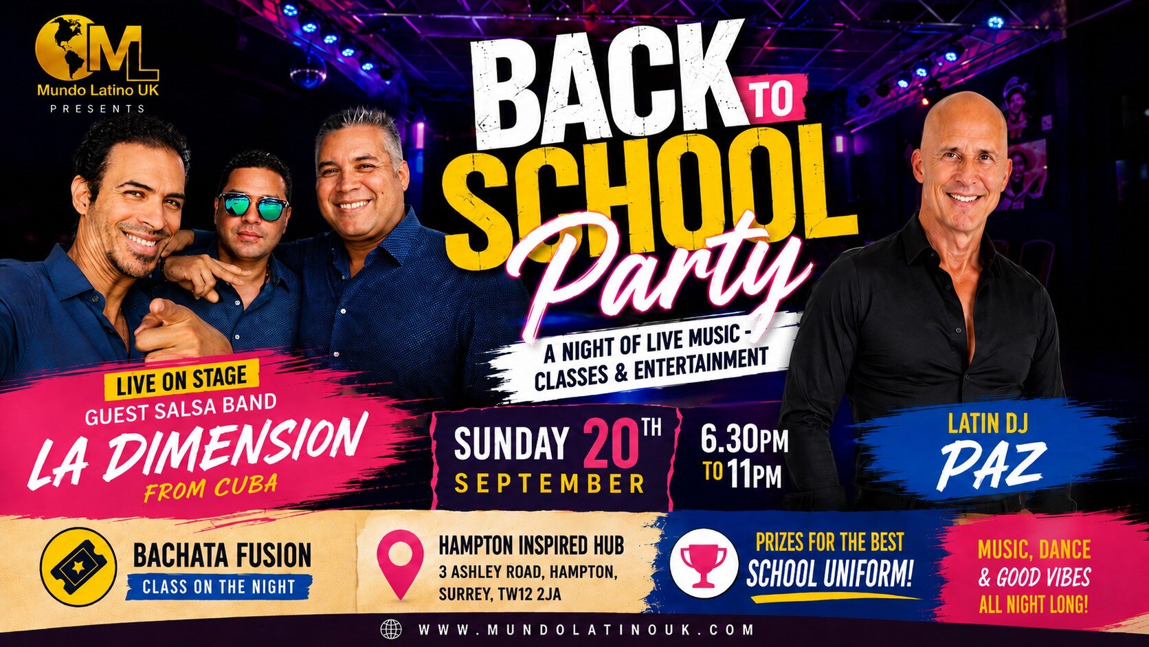 Back to School Salsa & Bachata Party with live Salsa band