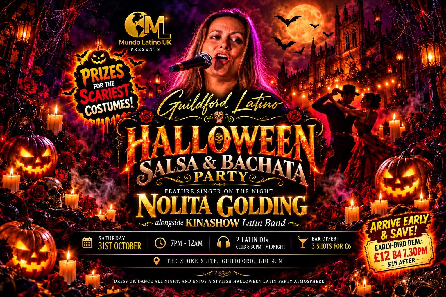 Halloween Salsa & Bachata Party Saturday 31st October, Guildford