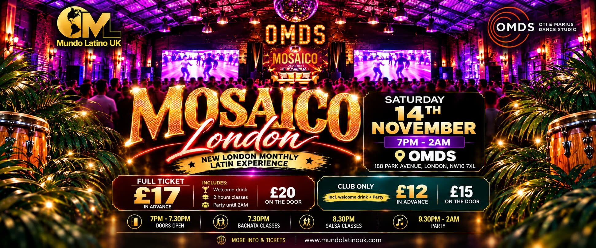 Mosaico London salsa & bachata Event November